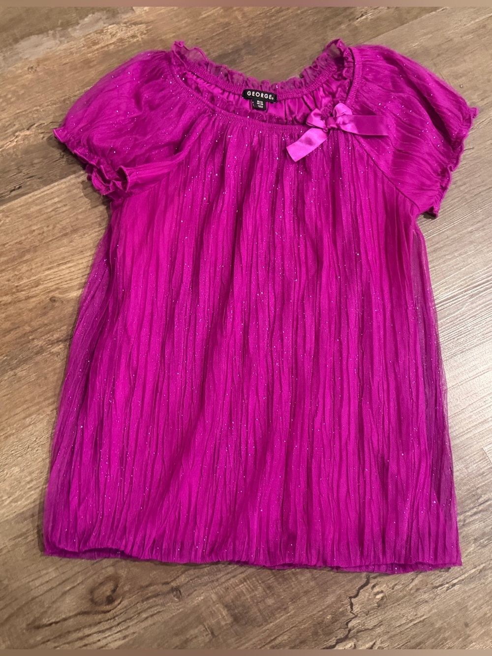 George Pink/ Purple  Glitter Short-Sleeve Bow Top
